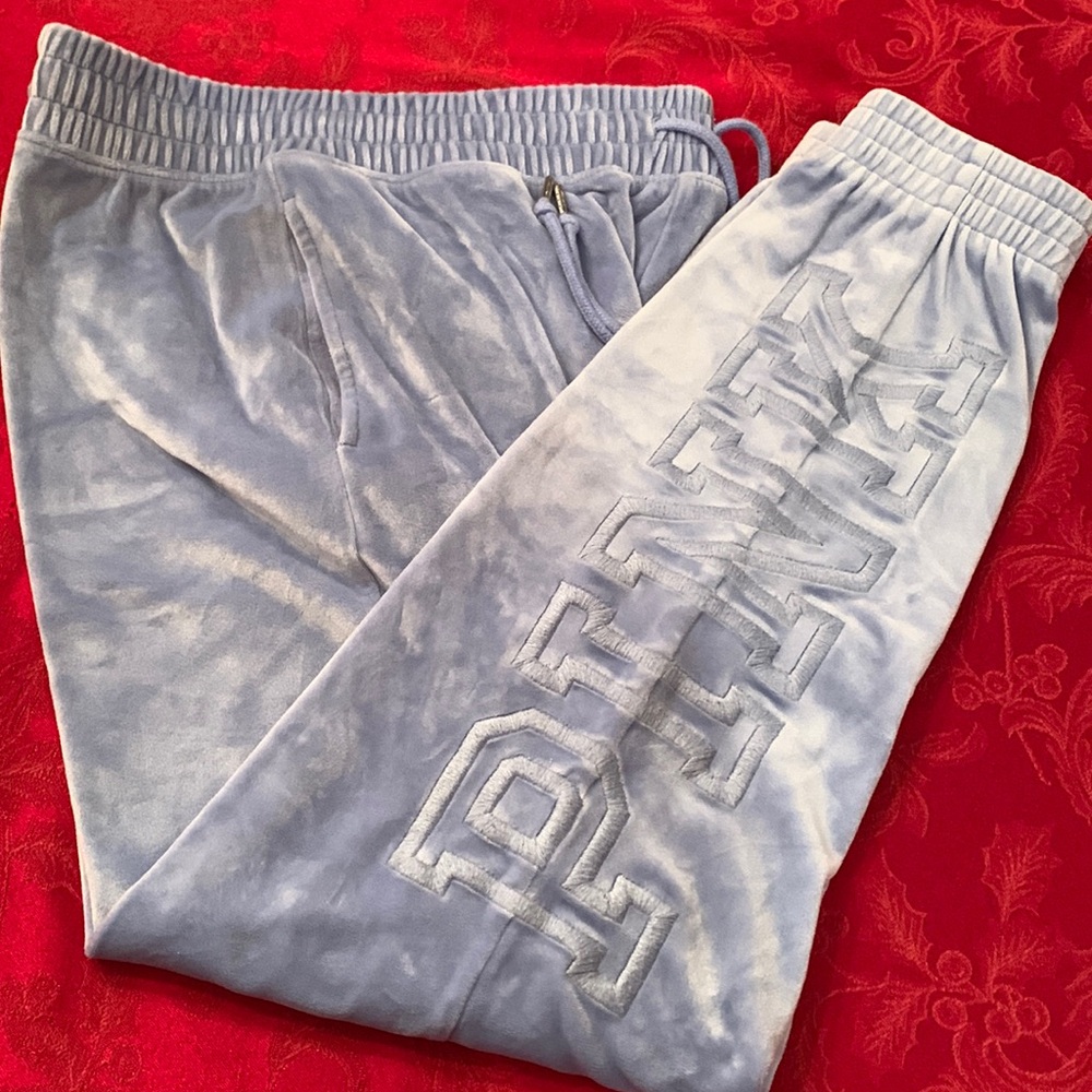 PINK Victoria’s Secret’s blue velour pants - Picture 3 of 13